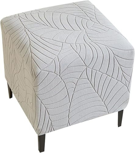 Yekuhe Hockerbezug Quadratisch 40x40 Ottoman Cover Ottomane Schonbezug Hocker Hussen für Fußhocker Stretch Ottomane Abdeckung Hocker Protector Hockerabdeckung(Light Grey)
