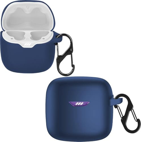 KZIOACSH Silicone Case for JBL Tune Flex 2, Ultra Slim Anti-Scratch Anti-Lost Protective Earbuds Case Lightweight Washable Sumdge-Proof Earphone Skin Cover with Carabiner for JBL Tune Flex 2, Blue
