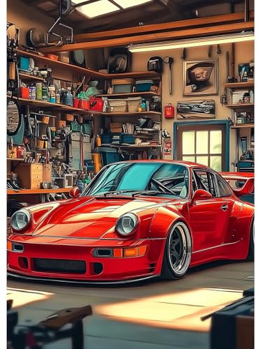 MXJSUA Roter Sportwagen Diamond Painting Erwachsene, 5D Diamant Painting Bilder Anfänger, DIY Runder Vollbohrer Diamanten Malerei Stickerei Kreuzstich Geschenke Home Wand Dekor 30x40cm