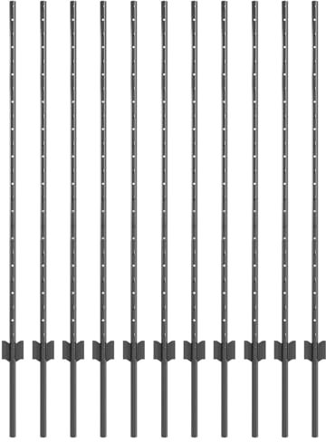 vidaXL Graues Metall U-förmiges Zaunpfosten-Set 44 Langlebige Pfosten Ideal für Garten und Balkon, modernes Design, einfache Montage, verschiedene Größen, Form, Zaunbarriere, zeitgemäß