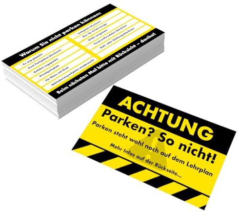 Falkenhorn 40x Achtung! Lustige Strafzettel für Falschparker – Parken? So Nicht! – Witzige Parkzettel & Scherzartikel für Autofahrer – Wetterfest & Hochwertig Scherzartikel, Gag-Geschenk