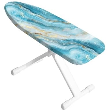 ASQVTIFE Bügelbrett aus weißem und blauem Marmor mit elastischem Rand, staubdichter Bügelbrettbezug für Zuhause, Ersatzteil, elastischer Rand für einfache Installation, 2 Klettverschlüsse