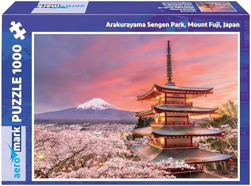 Aeromark Puzzle 1000 Teile Japan Pagode mit Berg Fuji für Erwachsene und Kinder ab 12 Jahren im Format 68 x 48 cm Made in Germany Premium Qualität als Geschenk zu Weihnachten oder Geburtstag Puzzles