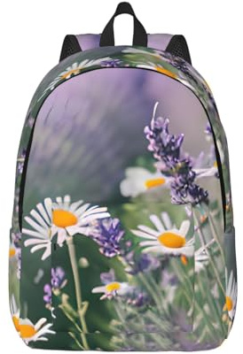 lavender and daisies Print Lightweight Comfortable Backpack Fashionable Vintage Rucksack Laptop Compartment