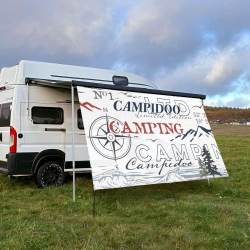 CAMPIDOO Textil Sonnensegel CAMPIDOO Selected Weiß | Höhe 200cm | hochwertiger Fotodruck inkl. Keder-Befestigung | Markisen-Vorderwand - Länge/Keder: 350cm / 5 mm Keder