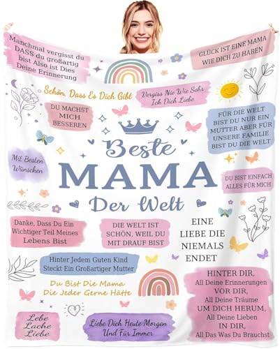 AOKILE Kuscheldecke Geschenke für Mama, Personalisierte Decke An Meine Mama, Super Weiche Flanelldecke Wohndecke Schlafdecke für Mutter zum Thanksgiving Geburtstags Geschenke