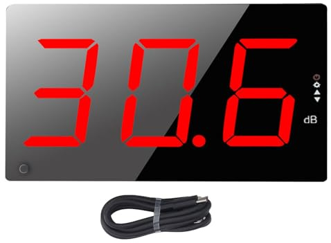 Fafeicy Dezibel-Messgerät, Schallpegelmesser, Großes LCD-Display, Wandmontage, 30–130 DB Bereich mit Alarm