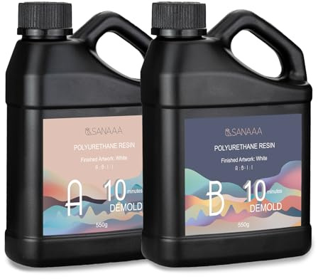 SANAAA Résine polyuréthane, résine bicomposante de 1100 g, résine à durcissement Rapide en 10 Minutes, Plastique pour Le Moulage de modèles, prototypes et Autres Objets artisanaux en résine.