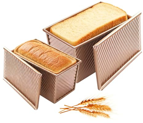 1000g & 450g Toastbrot Backform mit Deckel: 2er Set Kastenform mit Deckel | 32x12x12cm & 20,8x11,8x11cm, Antihaft Brotbackform Toastbrotform für Brot Toast Sandwiches Gebäck