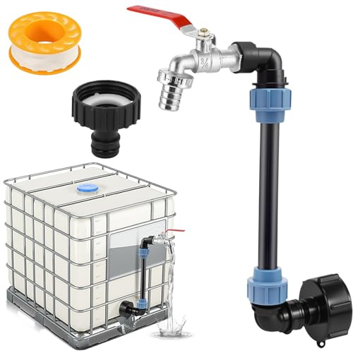 IBC 3/4 Schwanenhals Auslaufhahn, IBC Tank Zubehör, IBC Tank Schwanenhals | Adapter mit SchwanenhalsMessing Wasserhahn Regenwassertank Regenfass Auslaufhahn IBC Tank S60x6 Absperrhahn mit Adapter