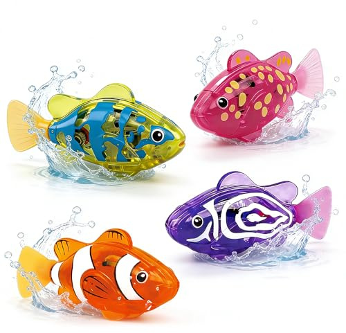 WDKXCN 4 Stück Robo Fish für Katzen,Robo Fisch Katze Spielzeug,Elektronischer Haustier Fisch, Robofisch mit Leuchtende,Robofische, Fischs Badewanne Elektrisch für Katzenpool Badewanne Aquarium (B)