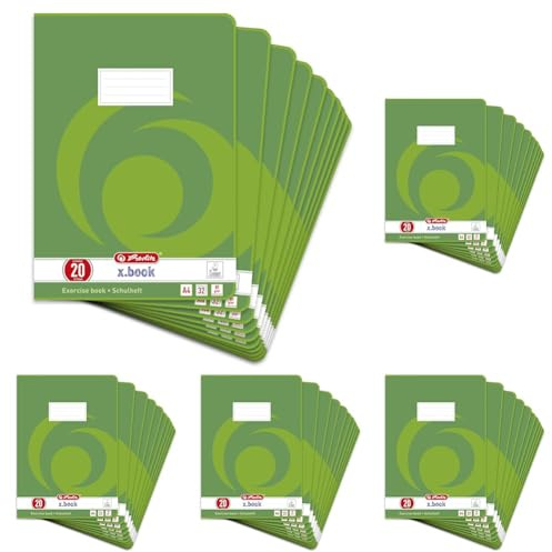 Herlitz Schulheft x.book A4, blanko, Lineatur 20, 32 Blatt, 5 Stück (Packung mit 5)