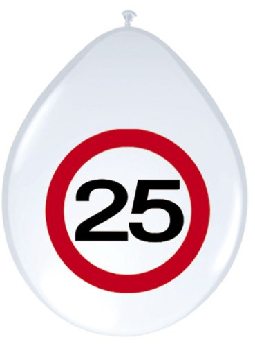 Folat 05374 - Latexballon - 30 cm - Verkehrszeichen - Zahl 25-8 STK.