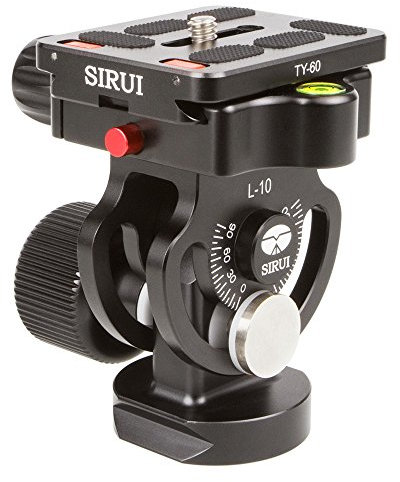 Sirui L-10 - Testa inclinabile per treppiede con piastra di aggancio/sgancio TY-60, alluminio, altezza: 79 mm, peso: 0,33 kg, portata massima: 18 kg, colore: Nero