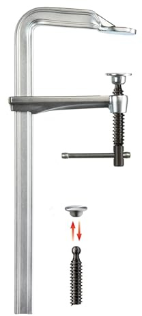BESSEY Ganzstahlzwinge GZ125K | 1250 mm Spannweite | 120 mm Ausladung | Federndes und elastisches Spannen reduziert Vibrationen bei Holz- und Metallarbeiten, mit Knebelgriff