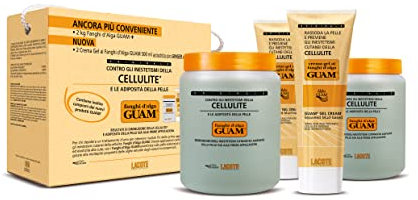 Guam Fanghi d'Alga Doppia Convenienza - Pacco da 4, 2 vaso Fanghi d'ALGA 1000 g-750 ml + 2 Crema gel 250 ml