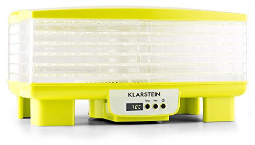 Klarstein Bananarama - déshydrateur, robot déshydrateur, déshydrateur à viande et fruits, 6 niveaux, empilable, 550 watts, température réglable, minuterie, plateaux à mailles fines, jaune
