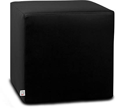 ARKETICOM Dado Pouf Design Cube Repose Pied Tabouret Cuir Dehoussable Noir 35x35