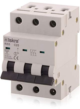Sicherungsautomat Leitungsschutzschalter MCB Eco-Line, 25A, Typ C, 3-polig, 400V, bietet effektiven Schutz, 1 Stück