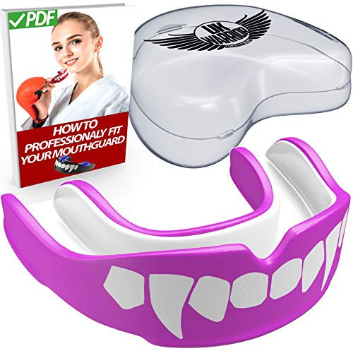 The UK Warrior Pink & White Vampire Gum Shield Protective EVA, Superior Protection & Comfort for Intense Sports, Boxing, Rugby, MMA Teeth Protection, Customizable Fit, Men & Women