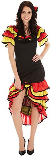 dressforfun tectake Frauenkostüm Flamenco Tänzerin | Kleid & Haarkamm mit Blume | Spanierin Verkleidung (XXL | Nr. 300640)