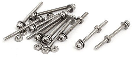 sourcing map 12 Sets Schraube M2x25mm 304 Edelstahl Kreuz Flacher Kopf Bolzen mit Dichtung DE de