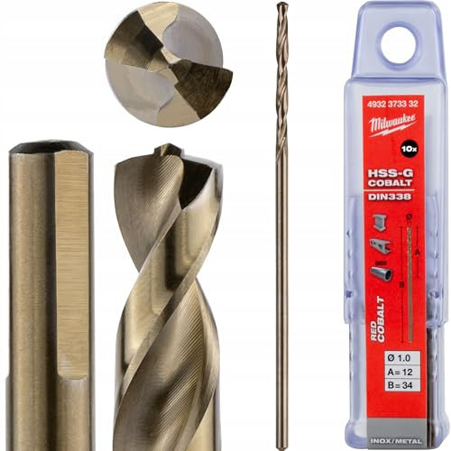 Milwaukee HSS-G Lot de 10 forets à métal Rouge cobalt DIN 338 1 x 34 mm