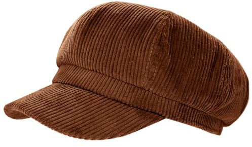 dy_mode Schirmmütze Damen Cord Kappe Ballonmütze Barett Cap - BM110 (BM111-Kupferbraun)
