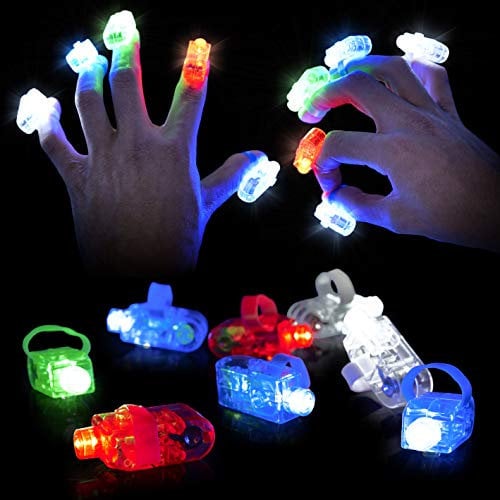 THE TWIDDLERS 100 LED Fingerlampe, 4 Farben - bis zu 8 Stunden Akkulaufzeit - Kindergeburtstag Mitgebsel, Fasching, Halloween, Weihnachten, Partys