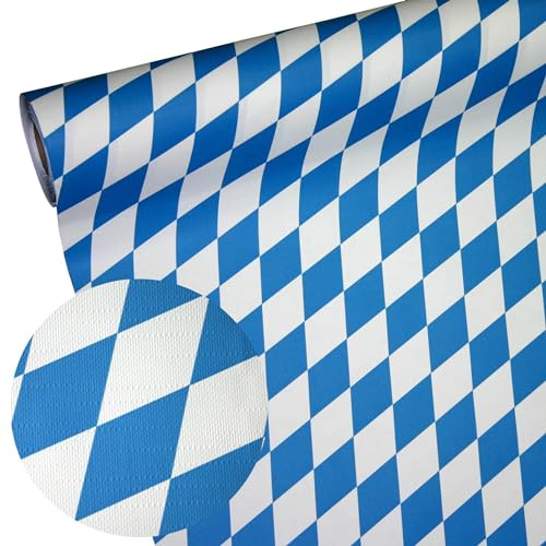 Deitert Papiertischdecke Raute blau-weiß wetterfest 1,00m