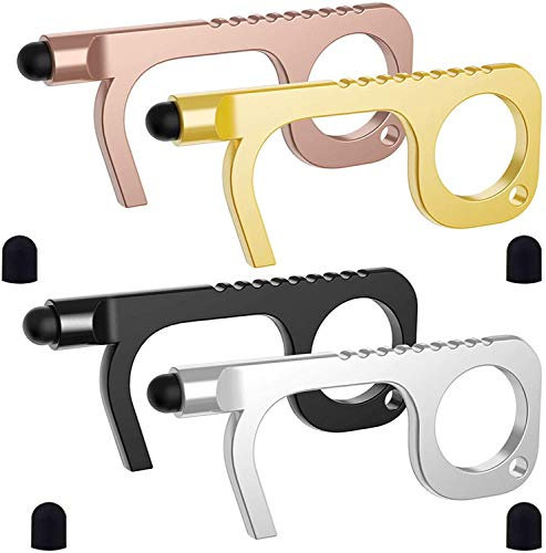 Handy Non-Touch Door Opener,Heavy-duty Reusable Stylus Keychain Tool - Safe Touch Tool - Germ Key Tool (4 Pack)