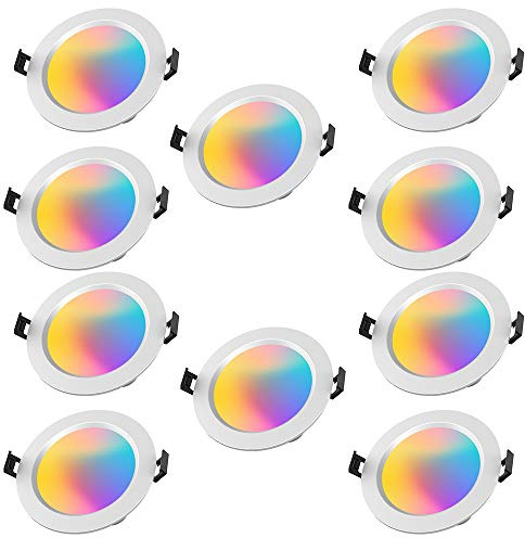 Chao Zan 10er set,Bluetooth Smart App 5W Downlight LED Einbaustrahler RGBWC Einbauleuchte LED Spots 230V Dimmbar Einbauleuchten Aluminium Deckenspot für Deckenspots Wohnzimmer, Badezimmer