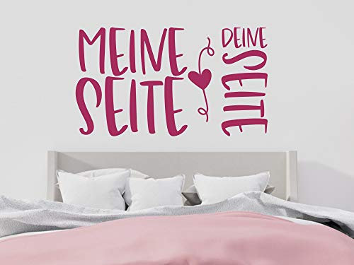 GRAZDesign Wandtattoo Schlafzimmer Sprüche Lustig & erotisch über Bett Wandaufkleber Meine Seite - Deine Seite - 88x50cm / 071 grau