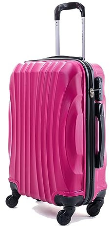 R.Leone Ryanair 55x40x20cm Valigia Trolley Bagaglio a mano Rigido Ultraleggero in ABS 4 Ruote smontabile Rimovibili Autonome 20373N (Valigia 55X40X20cm, Fucsia)