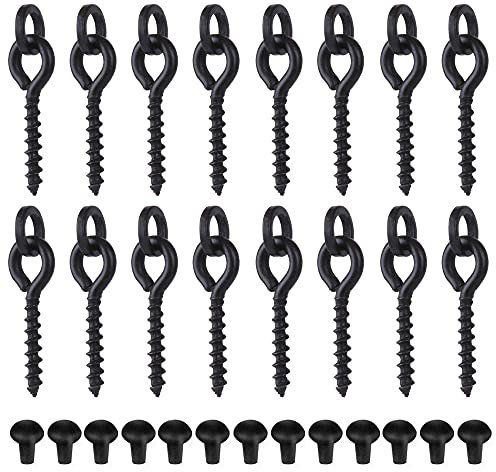Dzsomt Karpfen Zubehör Stücke 30 Köderschrauben mit 60 Stücke Hook Stops Köderschraube Kreis Köder Angelhaken Stopper Angelzubehör Set Haken Schraube für Köder Haken(Schwarz)