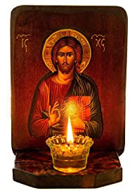 Christliche Ikonostase mit Jesus Christus, handgefertigter Berg Athos orthodoxer Schrein mit unserem Herrn, byzantinischer Altar, Wandbehang aus Holz
