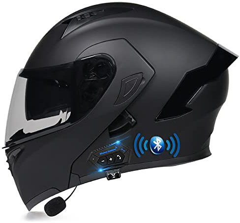 RMBDD Bluetooth Motorradhelm Motorrad Klapphelm Integrierter Motorradhelm mit Anti-Fog-Doppelvisier DOT/ECE-Zugelassener Vollgesichts Motorrad Rennhelm für Erwachsene Männer und Frauen, XL