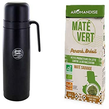 Termo de mate con pico de precisión 1L + té verde silvestre brasileño Maté 350g