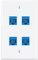 Iwillink (1-Pack) 4-Port Ethernet Outlet Wall Plate, Keystone Wall Jack with RJ45 Keystone Inline Coupler insert, Ethernet Wall Outlet Female to Female Cat6 Keystone Wall Plate, Blue