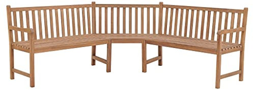 YITHOPI Garten-Eckbank,Parkbank,Gartenbank Sitzbank Holzbank parkbank Balkon terrassenmobel Sitzbank mit Rückenlehne & Armlehne,für Innen und Außen geeignet,185x185x90 cm Massivholz Teak