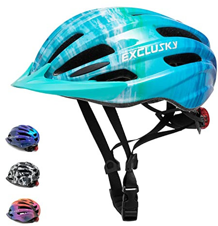 Casque de vélo Exclusif pour Enfants, garçons et Filles, 5 à 13 Ans, Casque de vélo réglable, 50 à 57 cm (Bleu océan)