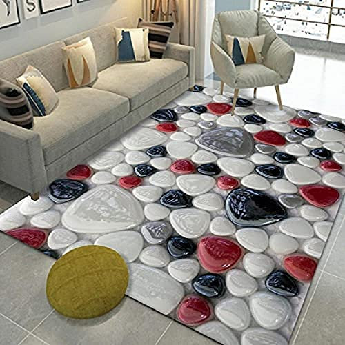Weiß Teppich, 160x230 cm 3D Bedruckt Graues rotes schwarzes Steinoptik-Muster Bedruckt Bereich Teppich, rutschfest Teppich, für Wohnzimmer, Schlafzimmer, Kinderzimmer Weicher Teppich