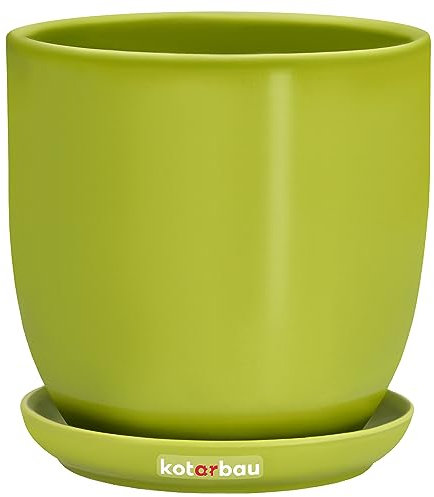 KOTARBAU Vaso in ceramica, diametro 15 cm, con sottovaso, soluzione perfetta per casa e giardino
