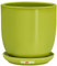 KOTARBAU® Macetero con Plato de Cerámica esmaltada, 15 cm, Maceta para Interiores y Exteriores, Tiesto Decorativo para Plantas, Verde Lima, con Orificio de Drenaje, Acabado Brillante