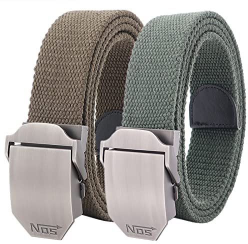 Militärischer taktischer Gürtel aus Segeltuch für Herren Damen mit hochklappbarer Metallschnalle, Übergröße bis zu 170cm lang, 2er-Pack