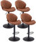 chairus 4er Set Drehbarer Barhocker aus PU Leder Hohe Hocker Höhenverstellbar Barstuhl Ohne Arme Küchenstühle mit Fußstütze (Braun(PU-Leder)-4)