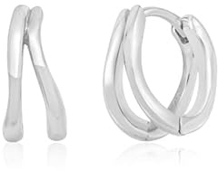 Brandlinger ® Ohrringe Silber 925. Doppel Creolen gold klein geschwungen. Schmuck Damen vergoldet mit 18 Karat (Silber und Gold) für Frauen und Mädchen. Durchmesser der Creolen 14mm.