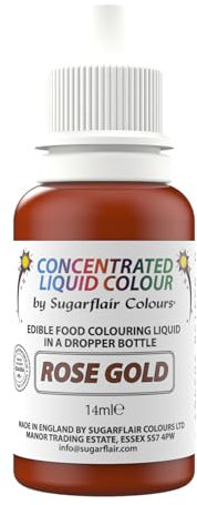 Sugarflair Rose Gold Liquid Food Colouring Droplet For Painting By Mixing With Rejuvenator Spirit - 14ml