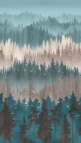 Livingwalls Travel Styles Vliestapete - Waldtapete in Blau und Braun - skandinavische Wandtapete für verschiedene Räume in 1,59 m x 2,80 m