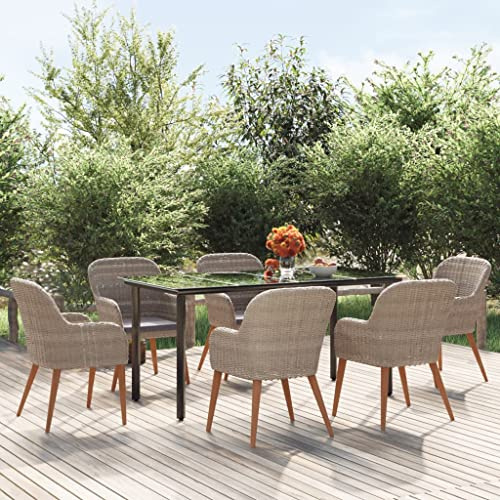 FIRBNUS Garteness-Set Tisch & 6 Stühle Outdoor-Möbel Tisch Und Gartenstühle Gartenset Esstisch Gartentisch Mit Stühlen Garten-Set Outdoor 160x80x74cm